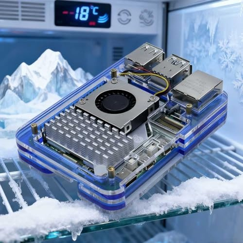 Coque légère en acrylique à 5 couches pour Raspberry Pi 5, pour Raspberry Pi 5B Boîtier de protection actif dissipateur thermique (bleu)