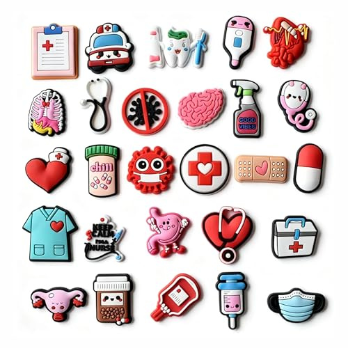 RowGlow Zapatos Charm Pins Adornos Para Croc Shoe Charm Accesorios Diy (Enfermera 27pcs)