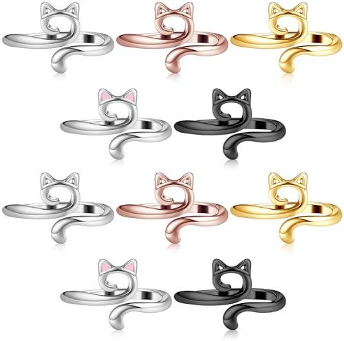 JJUNW 10 Stück Häkelring Für Finger Metal, Verstellbare Häkelringe Finger