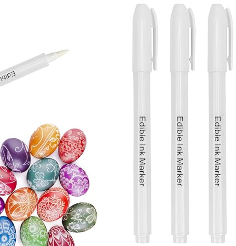 Pennarelli Alimentari Bianchi 3 Pezzi, Punta Fine, Penna Commestibile per Decorazione Dolci su Superfici Scure, Biscotti, Cioccolato e Fondente