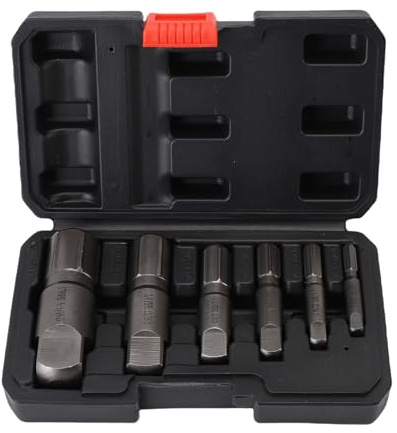 Sxhlseller Juego de Extractores de Tuberías de 6 Piezas para Extracción de Tornillos Rotos, Kit de Extracción de Acero Cr-Mo para Tuberías Roscadas de 1/8 a 1 Pulgada, Incluida Caja de