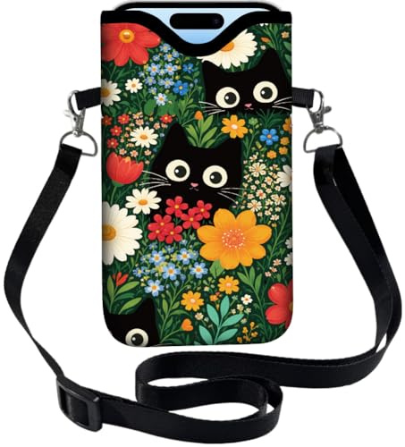 PRESSINART Funda para Teléfono Móvil con Correa Ajustable para el Cuello, Se Adapta A la Mayoría de los Smartphones de 7.1 x 3.9 Pulgadas. Funda Cruzada para Teléfono Celular En Neopreno Y Nylon con