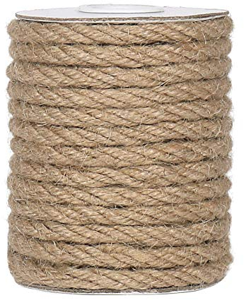 6mm Jute Rope, 33 Feet Thick Natural Jute Twine String for Cat Scratch Post Rope, Gardening, Camping, Decorating (Brown)