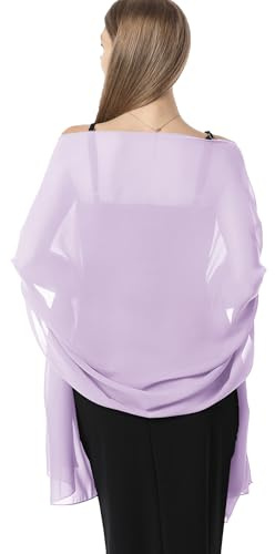 Scialle stola in chiffon per abiti da sera, da donna, elegante sciarpa morbida, sciarpa da sposa, stola da sposa, Lilla, taglia unica