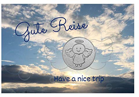 Paul & Lilli Engelige Grüße - Gute Reise Schutzengel & Kleeblatt - Glücksmünze Smiling Paul Silber - Nice Trip Glücksbringer Talisman Engel Hosentasche Münze
