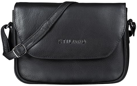 STILORD 'Esther' Damen Handtasche Umhängetasche Echtleder Vintage Ledertasche zum Ausgehen klassische Abendtasche Partytasche Freizeittasche Leder, Farbe:schwarz