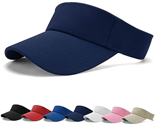 BLURBE Sun Visor Cap - Women Ponytail Baseball Cap, Sport Outdoor Plain Visor Hat, Adjustable Twill Golf Tennis Hats Navy