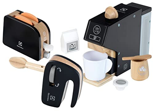 Theo Klein 7404 Electrolux Küchen-Set, Holz | Hochwertiges Kinder-Küchsenset bestehend aus Kaffeemaschine, Mixer und Toaster | Zubehör für Spiel-Küchen | Spielzeug für Kinder ab 3 Jahren