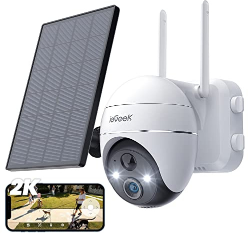 ieGeek 2K 5200mAH Batería Camara Vigilancia WiFi Exterior, Camara de Seguridad Exterior Puede Girar 360 ​​°/ Inclinarse,Detección de Movimiento PIR, Visión Nocturna a Color, Alarma de Luz y Sonido
