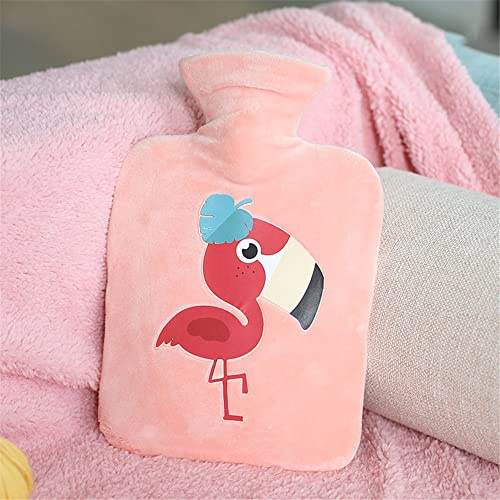 GIVBRO Wärmflasche aus PVC, mit flauschigem Plüschbezug, kurzes Fleece, Cartoon-Tiermuster, 250 ml, 500 ml, 1000 ml