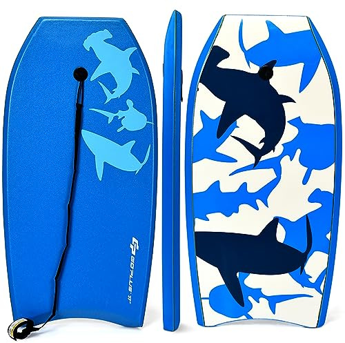 COSTWAY Bodyboard, Schwimmbrett Schwimmboard, Surfbrett Kinder, Surfboard, Sup-Board (94x47x5,5cm, Blau)