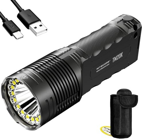NITECORE TM20K 20,000 Lumens USB-C Rechargeable LED Flashlight with Lumentac Keychain Light