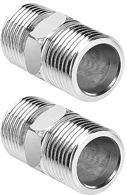BNFGD 2Pcs Shower Hose Connector Shower Connector,Stainless Steel Hex Connector,Standard Stainless Steel Male to Male Hoses Connector,Shower Hose Extension Fitting