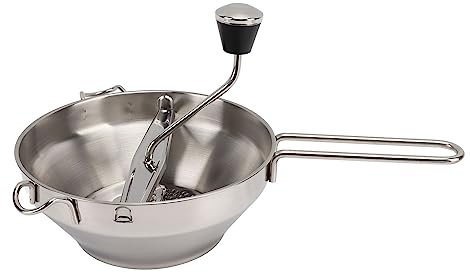 Rotary Food Mill with 3 Interchangeable Disks, Easy to Use Stainless Steel Kitchen Mills with Anti Slip Handle, Soft Ball for Making Puree or Soups of Vegetables