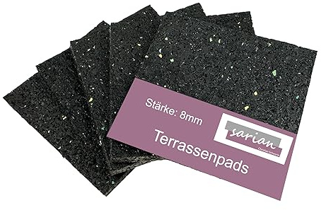 50 Stück 100 x 100 x 8mm Terrassenpads, Gummigranulat, Unterlegpads für Unterkonstruktion Terrasse, Balkon, Unterleggummi für Waschmaschine – Menge selbst auswählen