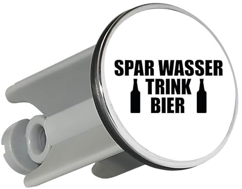 Huuraa Waschbeckenstöpsel Spar Wasser Trink Bier Bierflasche Geschenk | Universal Stopfen 4cm höhenverstellbar Abflussstopfen Geschenkidee Stöpsel mit Motiv für das Waschbecken