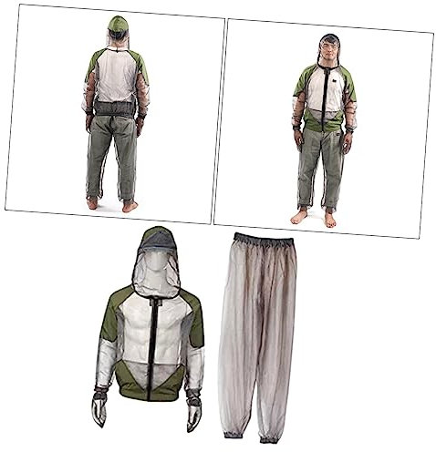Kisangel Outdoor Netzanzug Mit Kapuze Grau l Atmungsaktives Netzmaterial Elastischer Kordelzug Für Angeln Camping Und Jagd