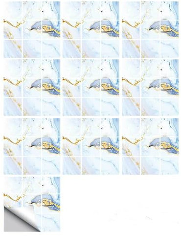 Fliesenaufkleber Blauer Marmor Selbstklebende Klebefliesen, Wandfliesen Aufkleber,Wasserdicht Fliesensticker Fur Kuche Badezimmer Dekorative Stickerfliesen,Wohnzimmer Dekoration15X15Cm