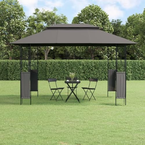 Gecheer Gazebo con Tetto Antracite 400x300x270 cm Acciaio,Gazebo da Esterno,Parasole,Gazebo Pergola con Telo,Padiglione da Giardino,Tenda per Feste,Gazebo per Barbecue,A360142