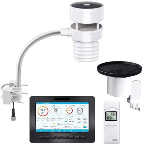 NURII HP2553, estación meteorológica, Pantalla Grande a Color, Sensor anemómetro, Sensor pluviómetro con Vaciado automático(915MHz)