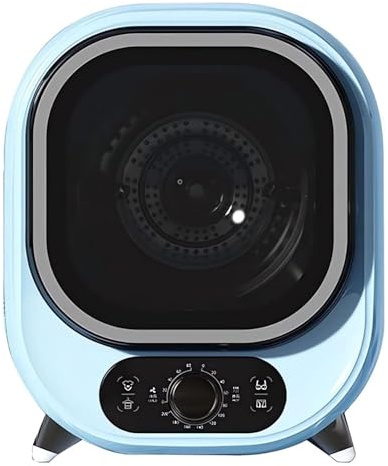 TRTDYFKH Secadora de Ropa portátil de condensación, 0-200 Minutos, Aire frío y Caliente, Secado 3D, 5 kg, con ventilación, 35 dB, silenciosa, Perfecta for Usar en encimeras o en la Pared(Blue)