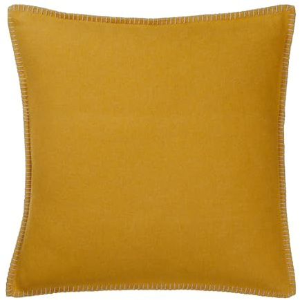 URBANARA Manik Kissenhülle 50x50 cm I 85% Baumwolle, 8% Viskose Made in Austria I Baumwoll-Vlies Dekokissen Kissenbezug Sofakissen Aesthetic Schlaf- & Wohnzimmer Zierkissen I Senfgelb