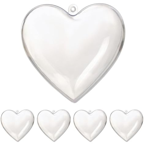 Nishiyuenyi 5 Stück Transparente, Ausfüllbare Kugeln, Kugeln, Herzen, Form, Box, Pralinenschachtel, Hängende Verzierung für Hochzeit, Neujahr, Heimdekoration, 10cm