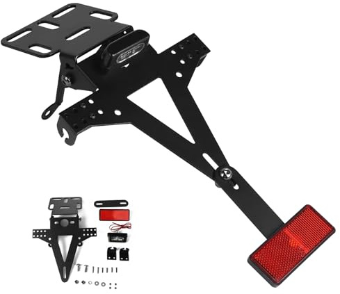 Letgoing Universal Motorrad Nummernschildhalter mit LED Licht & Blinker Verstellbarer Winkel Für CB650R CBR650R YZF R1 R3 R6 R25 MT07 Z800 Die meisten Motorrad Nummernschildhalter aus Aluminium