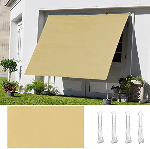 Gartensegel für Außenbereich, 3 x 3,5 m, wasserdicht, Pergola-Markise mit 95 % UV-Block, Sonnensegel, für Terrassen, Hinterhöfe, Balkone, Beige, inklusive Befestigungsseilen, ideal für Garten und Hof.
