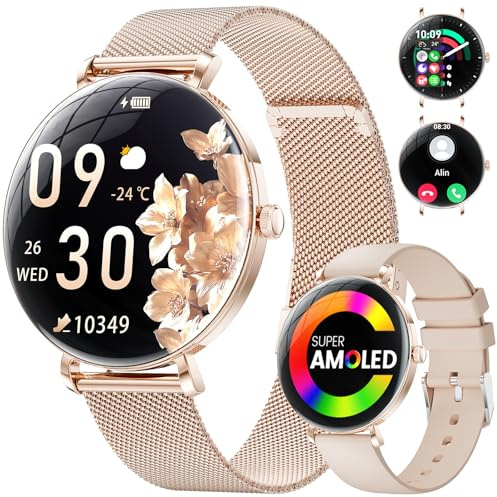LIGE Smart Watch for Women Answer/Make Calls,1.43 AMOLED Ultra-thin Female Smartwatch with 100+Sports Modes Heart Rate Sleep Monitor, IP68 Waterproof Ladies Smartwatch for Android iOS Rose Gold