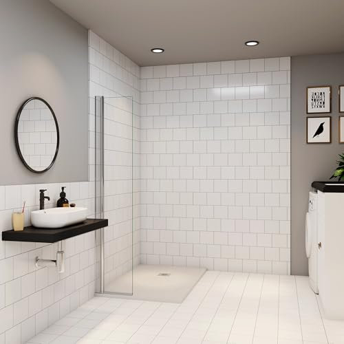 Paroi de douche retour pivotant mural 45cm en verre 8mm trempé anticalcaire AICA paroi de douche à l'italienne pivotante Hauteur 200cm