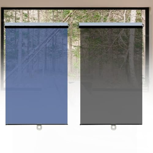 Daytime Roller Blinds One-Way See Through Curtain Suitable for Office No Drill Installation to Window Frames or Glass Mirrored Roller Shades Window Tinting Privacy Film(Black,W 150xH 150cm)