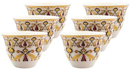 baba GOURMET - türkische Kaffetassen - orientalische Espressotassen - edle Mokkatassen aus Porzellan - goldenes Mäanderband (40ml, 4, stück)