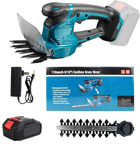 Akku Heckenschere für Makita 18V Batterie, 2 in 1 Schnurlose Grasschere und Heckenschere, mit 1.5Ah Akku und Ladegerät, Akku-Heckenschere,Gartenschere für Hecken und Rasen