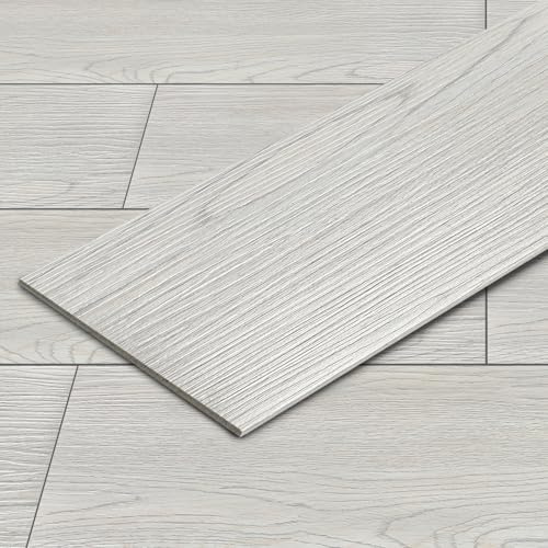 Eikuavons PVC-golvbeläggning självhäftande, vinylplattor, vinylgolv, 91,44 cm x 15,24 cm – tjocklek 2 mm, vinyllaminat halkfria dekorativa golvbrädor för sovrum, vardagsrum, 36 kakel/5 ㎡, rökgrå