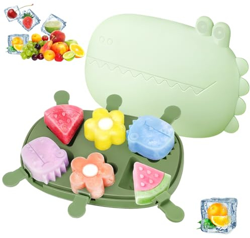 Suevut Eisformen Eis am Stiel, Silikon Eisformen für Kinder, 6 Zellen Eisform mit Stiel und Deckel, Wiederverwendbare BPA-freie Eisförmchen, für Kinder DIY Ice Cream