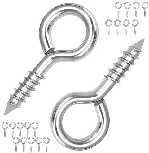 Ctyjia 20 Pezzi Viti a Occhio, 17mm(0,67) Ganci a Vite, Gancio a Occhiello in Acciaio al Carbonio, Occhiello a Vite Autofilettante per Legno, Artigianato