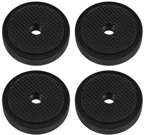FINBe Knurled Thumb Nut Flat Knurled Nut 1/4 Inch Aluminum Nuts with Washers 33mm/ 1.3-inch for Cameras Electronic Devices Microphones, etc. 4PCS