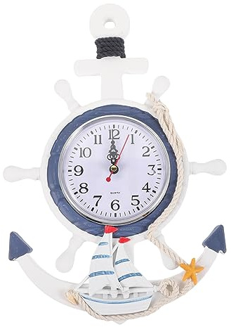 Ancora Orologio Nautico Decorazione da Parete Stile Mediterraneo Timone di Nave Design per Soggiorno Camera da Letto Cucina e Costiera Estetica Casa