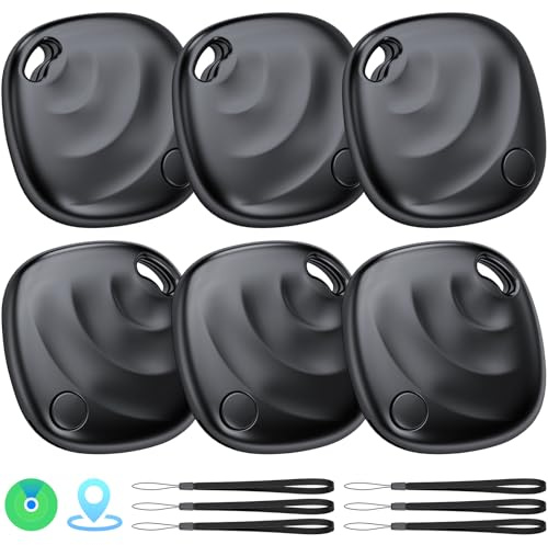 Nouveau [Certifié Apple MFi] Air Tag Tracker Lot de 6, Smart Tag Traceur GPS Compatible avec Apple Localiser (iOS Uniquement), Localisateurs D'Objets Bluetooth Tracker GPS pour Valises/Clés/Sacs, Noir