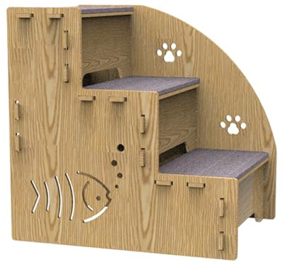 Haustiertreppe 35x26x35cm Hundesofa-Kletterstufen Holz 3-Stufen-Haustiertreppe rutschfeste Hunderampe Hundetreppe Für Kleine Hunde, Katzen Und Andere Kleine