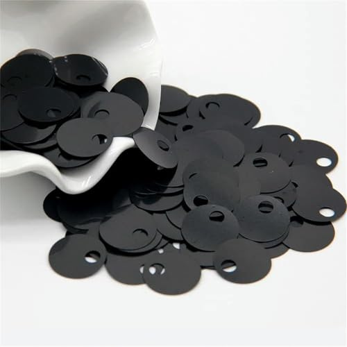 20mm Grandi Paillettes Rotonde sciolte con Foro Grande in PVC Piatte Decorazioni per Matrimoni Artigianato Abbigliamento Accessorio 50g circa 450 pezzi,nero