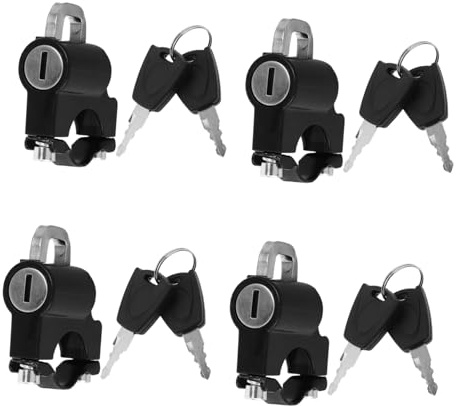 Amosfun 4 Pezzi Lucchetto Antifurto per Casco con Chiave Blocco Manubrio Resistente alle Intemperie Gancio Sicurezza per Bicicletta e Scooter Anti-manomissione per Manubri