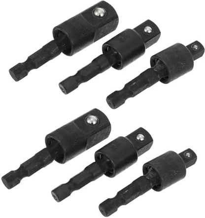 HOMSFOU 2 Sets Rotatable Impact Driver Wobble Socket Adapter with Hex Shank Conversion for Automotive Repair and DIY Maintenance