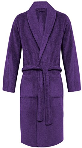 Unisex 100% Egyptian Cotton Luxury Towelling Bathrobe – Super Soft Shawl Collar Dressing Gown with Belt & Pockets, Terry Towel Housecoat Nightwear Loungewear Robe Shawl Purple One Size