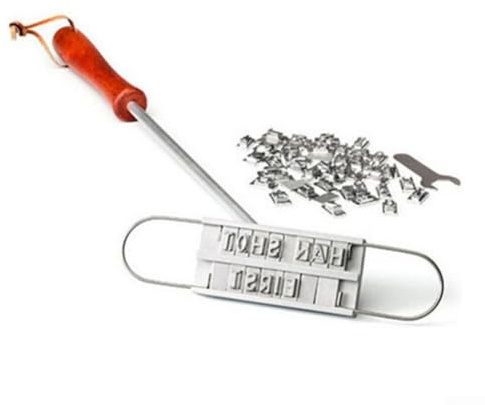 Honseadek BBQ Branding Iron with 55 Interchangeable Letters, Grill Branding Tool for Meat and Steaks, Wood Handle BBQ Branding Iron, Aluminum Alloy Grill for