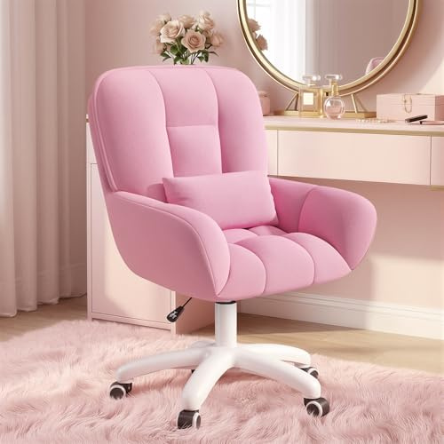 Aivermeil Bürostuhl Samt mit Kissen Schminktischstuhl Rosa