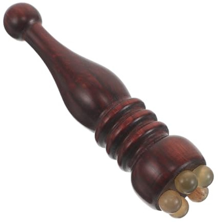 TOGEVAL Rullo Facciale in Legno di Sandalo e Corno di per Massaggi Occhi e Viso, Dispositivo Manuale Adatto a Routine di Cura e Viaggi