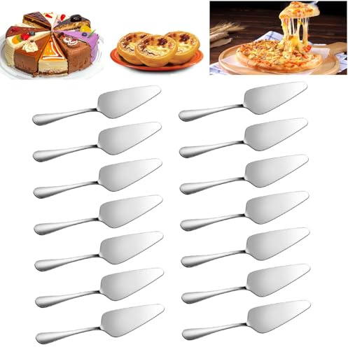 14 Pieces Stainless Steel Pie Server Cake Slicer Server, 23 cm Cake Slice | Pie Slicer Cake Cutter with Fine Serrated Edge, Reusable Pie Slicer Server for Pizza, Pastry, Steak