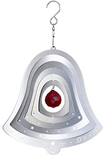 CIM Edelstahl-Dekoration - Windspiel Glocke - Dekoration für In- und Outdoor - Abmessung: 20cm x 15cm - inkl. Haken mit Wirbelkarabiner und Clip - Gartendeko
